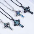 wholesale 925 Sterling Silver Abalone Shell Crown of Thorns Cross Necklace Catholic Jewelry for Men & Women-0-5