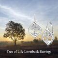 wholesale 925 Sterling Silver Tree of Life Leverback Dangle Drop Hoop Earrings for Women Gift Ideas-0-5