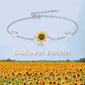 wholesale 925 Sterling Silver Heart & Sunflower Charm Bracelet for Women-0-1