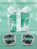 TOUPOP Sterling Silver Round Gemstone Filigree Bohemian Dangle Drop Earrings-0-2