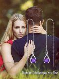 wholesale 925 Sterling Silver Birthstone Threader Earrings Infinity Long Chain Drop Pull Through 12 Stone Birthday Jewelry Gifts for Women-0-29