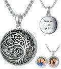 wholesale 925 Sterling Silver Round Tree of Life Photo Locket Necklace with Chain Forever in My Heart Gift for Women/Men-0-0
