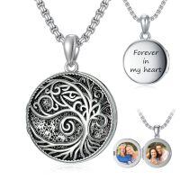 wholesale 925 Sterling Silver Round Tree of Life Photo Locket Necklace with Chain Forever in My Heart Gift for Women/Men-Tree of Life