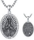 wholesale 925 Sterling Silver Virgin Mary Medal Necklace Catholic Christian Faith  for Women Girls 43cm Chain Length-0-0