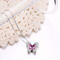 wholesale 925 Sterling Silver Pink Crystal Butterfly Pendant Necklace for Women Gifts-0-1