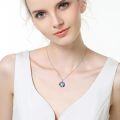 wholesale 925 Sterling Silver Blue Crystal Duck Family Pendant Necklace for Women Girls-0-6
