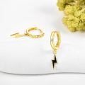 wholesale 14K Gold Lightning Bolt Dangle Hoop Earrings for Women-0-2