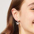 wholesale 925 Sterling Silver Butterfly Dangle Earrings Wholesale With Clear Crystals-0-1