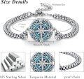 wholesale 925 Sterling Silver Compass Charm Bracelet with Turquoise Stone - Memorial Keepsake Jewelry for Women-0-4