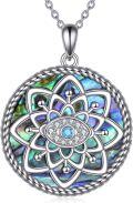 wholesale 925 Sterling Silver Abalone Shell Chakra Lotus Yoga Pendant Necklace-0-0
