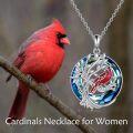 wholesale 925 Sterling Silver Red Cardinal Tree of Life Blue Crystal Pendant Necklace Memory Keepsake s for Women Mom Wife-0-1