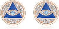 wholesale Rose Gold 925 Sterling Silver Blue Enamel CZ Evil Eye Stud Earrings Minimalist s for Women Girls -rose gold plated