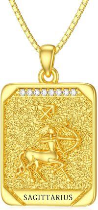 wholesale Sterling Silver Gold Plated Diamond Zodiac Necklace Constellation Pendant-Sagittarius(11.23-12.21)