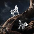 wholesale 925 Sterling Silver Wolf Head Celtic Knot Round Stud Earrings for Women and Men Norse  Ideas-0-5