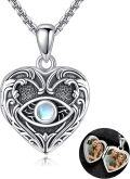 wholesale 925 Sterling Silver Evil Eye Heart Photo Locket Pendant Necklace Gifts for Women-0-0