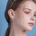 wholesale 925 Sterling Silver Blue Topaz Oval Shape Vintage Drop Dangle Leverback Earrings-0-1