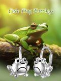 wholesale 925 Sterling Silver Hypoallergenic Frog Leverback Hoop Earrings for Women-0-3