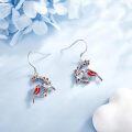 wholesale 925 Sterling Silver Red Cardinal Bird Branch Dangle Drop Hook Earring Set  for Women Girls Mother's Day Birthday Christmas Anniversary Present Idea-0-3
