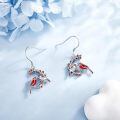 wholesale 925 Sterling Silver Red Cardinal Bird Earrings-0-3