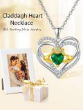 wholesale 925 Sterling Silver & Cubic Zirconia Claddagh Heart Pendant Necklace for Women-0-6