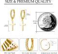 wholesale Gold Plated CZ Stone Cross Huggie Hoops for Women Men 925 Sterling Silver Minimalist Earings Lightweight Hypoallergenic Gift Idea-0-4