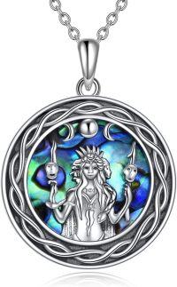 wholesale 925 Sterling Silver Abalone Shell Triple Moon Goddess Pendant Necklace for Women-Hecate Goddess