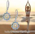 wholesale 925 Sterling Silver Abalone Shell Lotus Chakra Dangle Earrings for Women-0-2