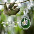 wholesale 925 Sterling Silver Green Jade Pendant Necklace with Blue Enamel Owl Design Gift for Her-0-8