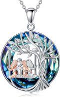 wholesale 925 Sterling Silver & Blue Crystal Tree of Life Sister Necklace – 18\ Rolo Chain, Best Friend Gift for Women, Sensitive Skin Safe-0-0