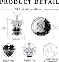 wholesale 925 Sterling Silver Black Crystal Highland Cow Heart Pendant Necklace for Women and Girls-0-1