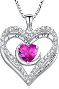 wholesale 925 Sterling Silver 12 Birthstone Double Heart Necklace for Women-10-Oct-Tourmaline