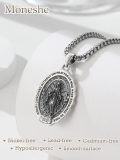 wholesale 925 Sterling Silver Virgin Mary Medal Necklace with 3 mm Box Chain - Religious  for Women and Men-0-2