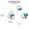 wholesale 925 Sterling Silver Heart-Shaped Hummingbird Pendant with Enamel and Cubic Zirconia Necklaces for Women-0-4