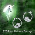 wholesale 925 Sterling Silver Crystal Unicorn Huggie Hoop Earrings for Women-0-1