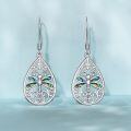 wholesale 925 Sterling Silver Teardrop Dragonfly Inlay Abalone Shell Drop Earrings s for Women-0-3
