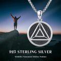 wholesale 925 Sterling Silver AA Sobriety Triangle Pendant Necklaces for Women Men Gifts-0-1