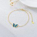 wholesale 14K Gold Chain with Blue Enamel Butterfly Charm Bracelet for Women - Animal Lovers' -0-7