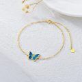 wholesale 14K Gold Chain with Blue Enamel Butterfly Charm Bracelet for Women - Animal Lovers' -0-7