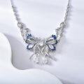 wholesale 925 Sterling Silver Blue & White Crystal Butterfly Pendant Necklace with Extender Chain Gift Set-0-4