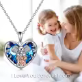 TOUPOP Sterling Silver Crystal Elephant Necklace Mother Daughter Gift-0-2