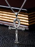 wholesale 925 Sterling Silver Ankh Cross Pendant Necklace  for Men & Women - Protection Amulet Religious Jewelry with 24+2mm Rolo Chain (Gift Included)-0-4