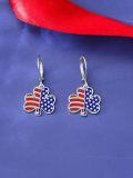 wholesale 925 Sterling Silver Metal American Flag Shamrock Drop Earrings for Women - Independence Day Jewelry-0-1