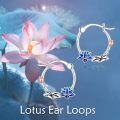 wholesale 925 Sterling Silver Blue Enamel Flower Hoop Earrings for Women-0-4