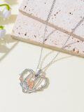 wholesale 925 Sterling Silver Heart-Shaped Swing with Flower and Woman Reading Pendant Necklace for Women-0-3