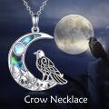 wholesale 925 Sterling Silver Moonstone & Abalone Shell Pendant with Bird and Mountains Design Necklace-0-4
