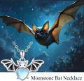 wholesale 925 Sterling Silver Heart-Shaped Moonstone Bat Pendant Necklace for Women Girls  48cm Chain Length-0-4