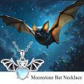 wholesale 925 Sterling Silver Heart-Shaped Moonstone Bat Pendant Necklace for Women Girls  48cm Chain Length-0-4