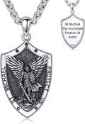 wholesale 925 Sterling Silver Shield St Michael Archangel Protection Pendant Necklace for Men & Women-0-0