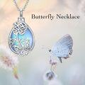 wholesale 925 Sterling Silver Blue Abalone Shell Flower Pendant Urn Keepsake Memorial Ashes Holder Necklace for Men & Women-0-4