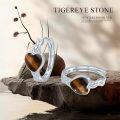 wholesale 925 Sterling Silver Tiger Eye Stone Celtic Heart Hoop Earrings - Small Huggies  for Her-0-5